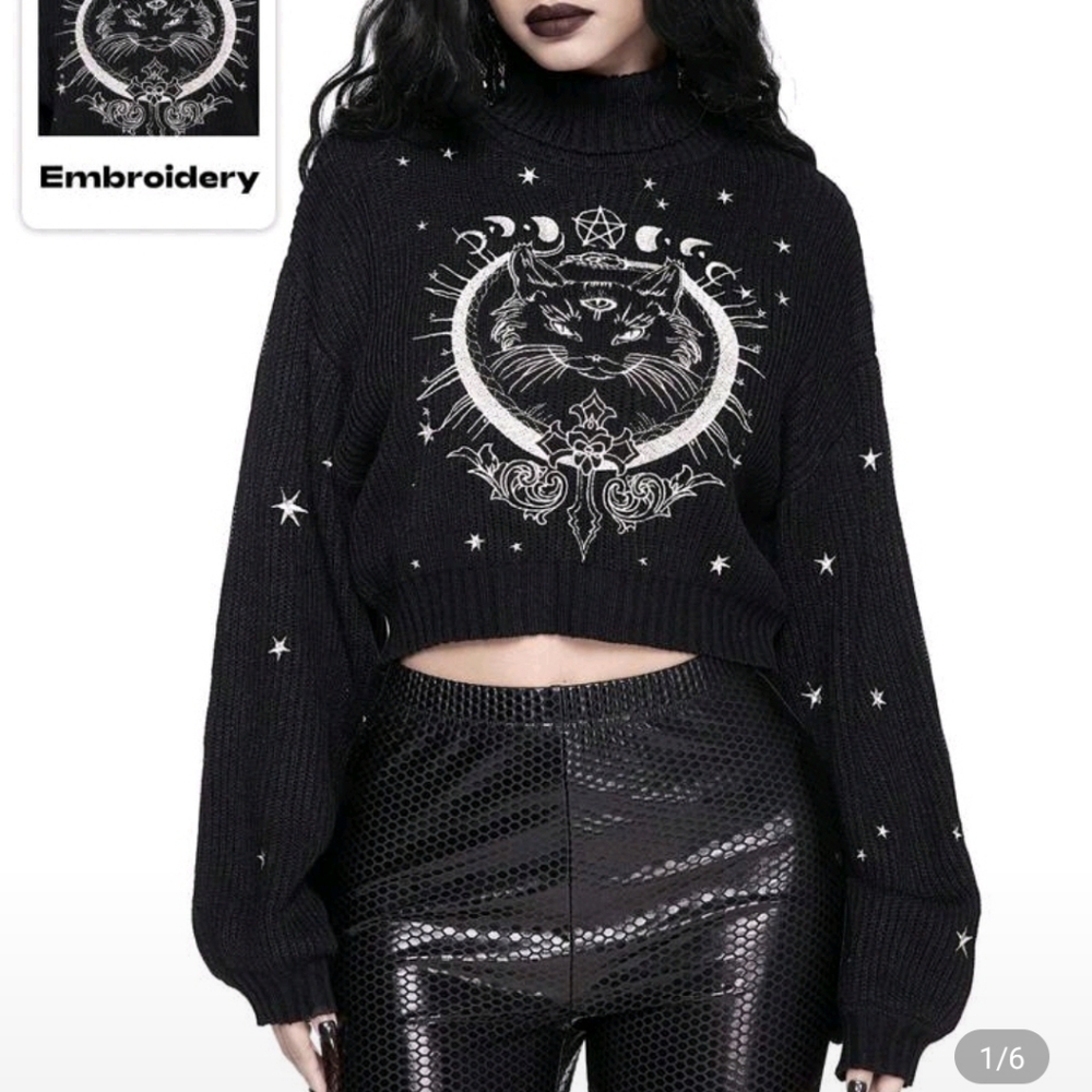 Black Embroidered Sweater